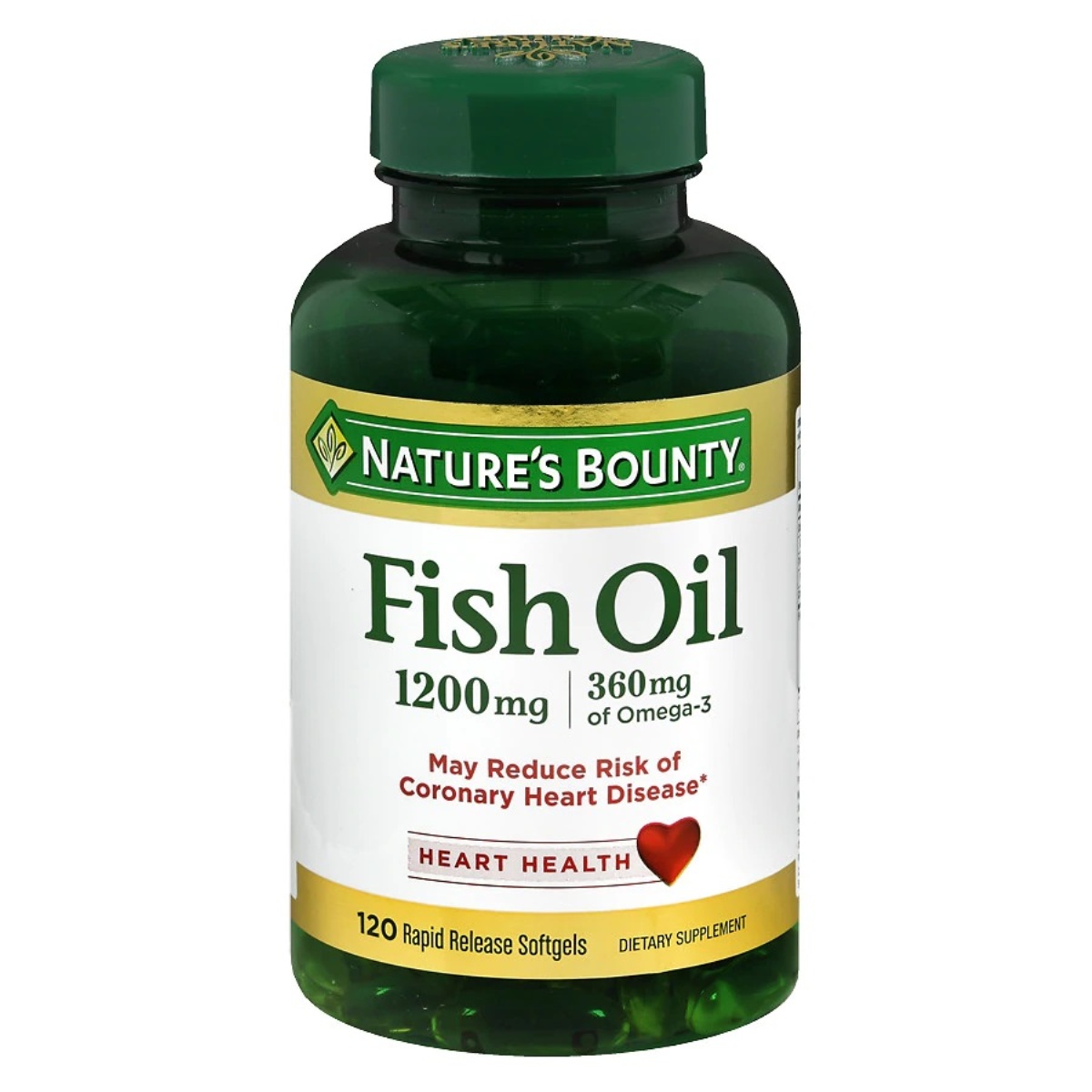 Fish Oil 1200 mg Dietary Supplement 120 Rapid Release Softgels